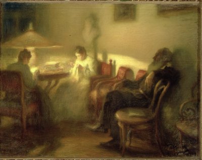 El escritor Lev Nikolaevich Tolstoy (1828-1910) con su familia en Yasnaya Polyana, 1902 de Leonid Osipovic Pasternak